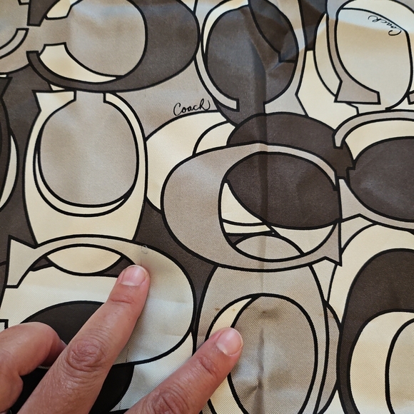Coach Gray Silk Square Scarf Logo Print - Picture 5 of 6